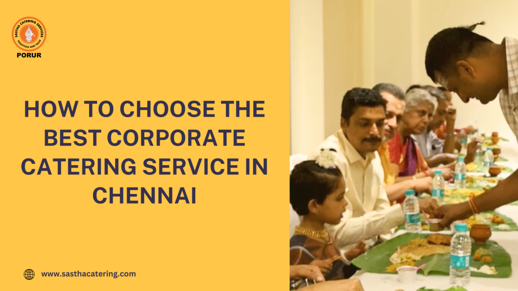 A South Indian corporate catering service serving traditional meals on banana leaves to a group of formally dressed guests.