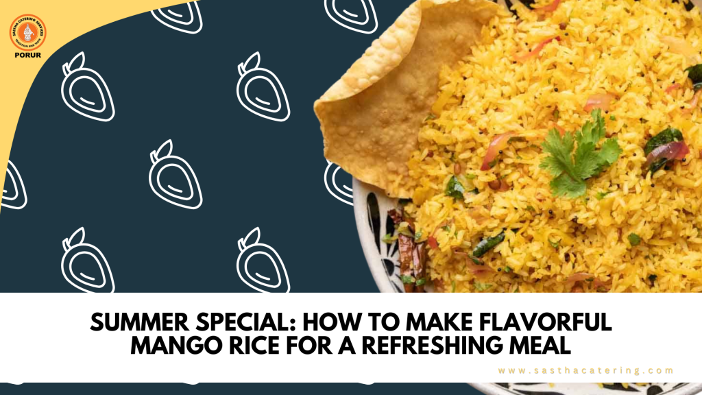 "Summer special mango rice served with crispy papad, garnished with fresh coriander for a refreshing and flavorful meal."